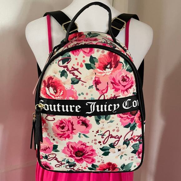 Brand New White/Black  JUICY COUTURE Pick-UR-Petal Gorgeous Flowered Backpack
